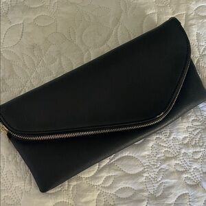 Black Fold-Over Zip Clutch - Women Bags